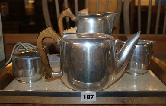 Deco 3 piece tea set on tray